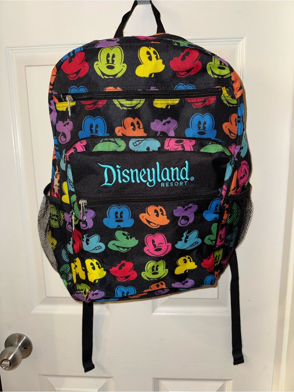 Disneyland Kids Black Backpack with Multicolor Character Faces